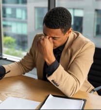 Un homme pensant à comment gérer son déjeuner